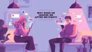 woman being ignored by partner after relationship argument illustration