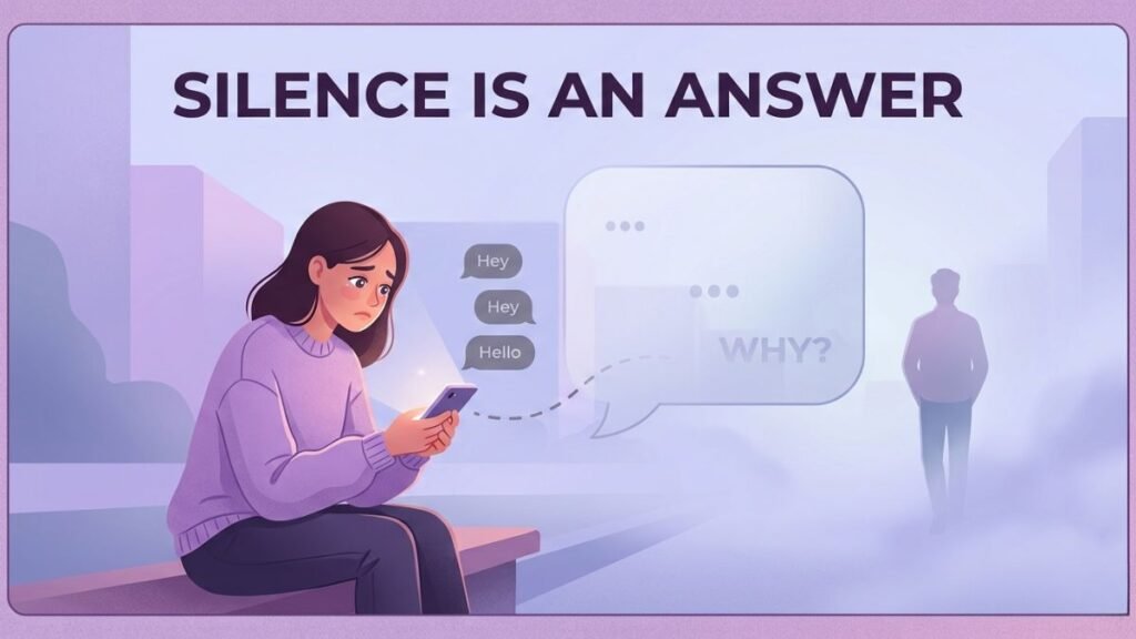 woman left without explanation after romantic connection illustration