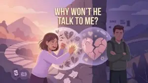 woman experiencing stonewalling and emotional shutdown in relationship illustration