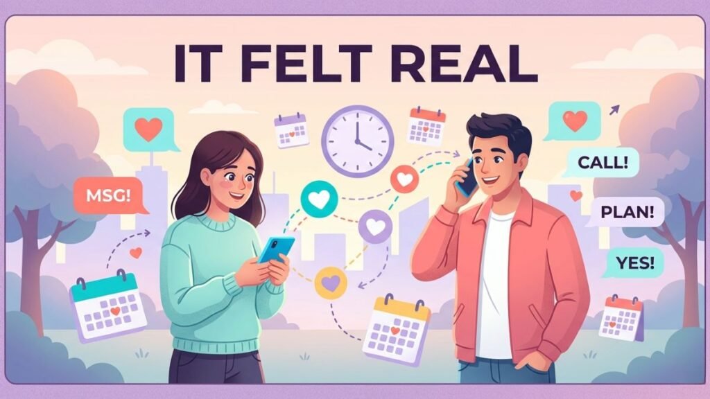 man showing consistent romantic interest at the beginning of a relationship illustration