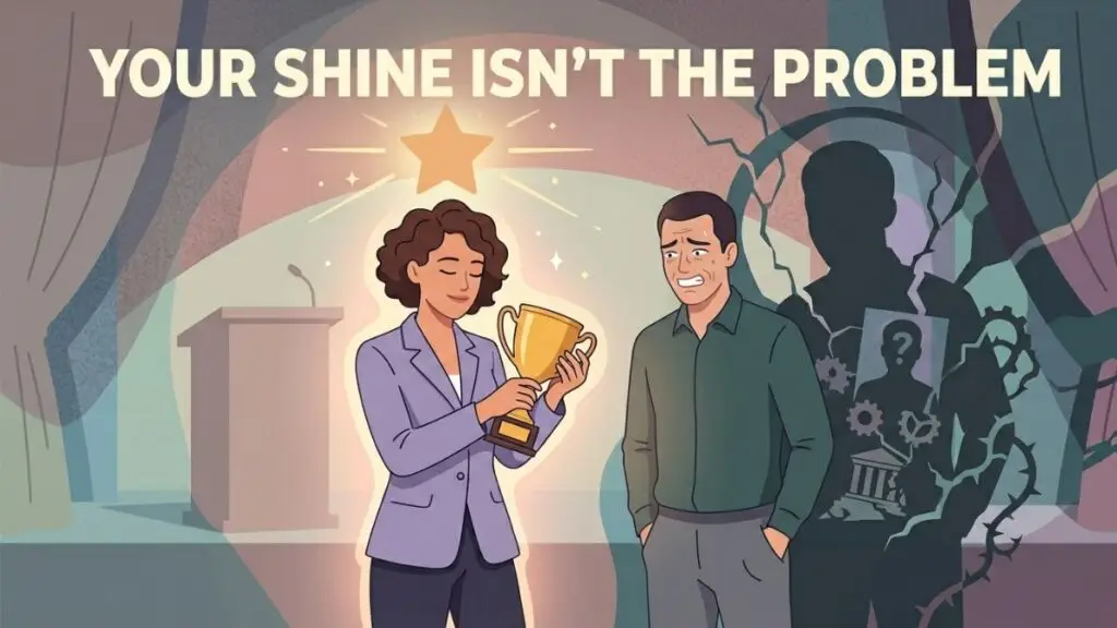 partner feeling insecure because of woman's success illustration