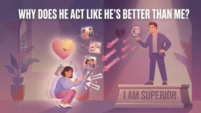 woman feeling diminished by partner's superiority and condescending behavior illustration