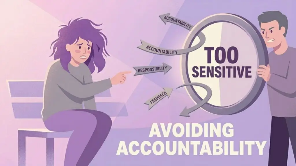 partner using too sensitive accusation to avoid accountability illustration
