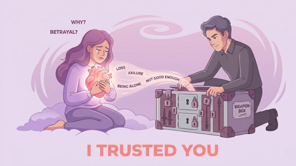 partner turning woman's vulnerability into emotional weapon illustration