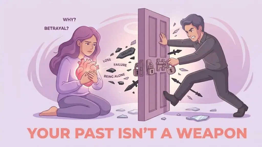 partner using woman's painful past against her illustration