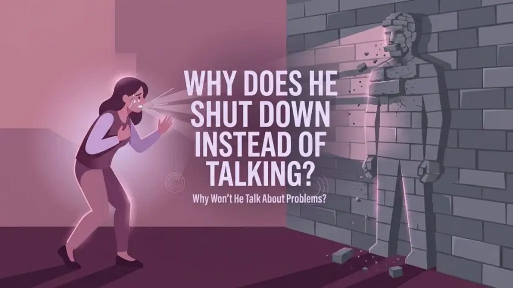 woman struggling with emotional stonewalling and communication problems in relationship illustration
