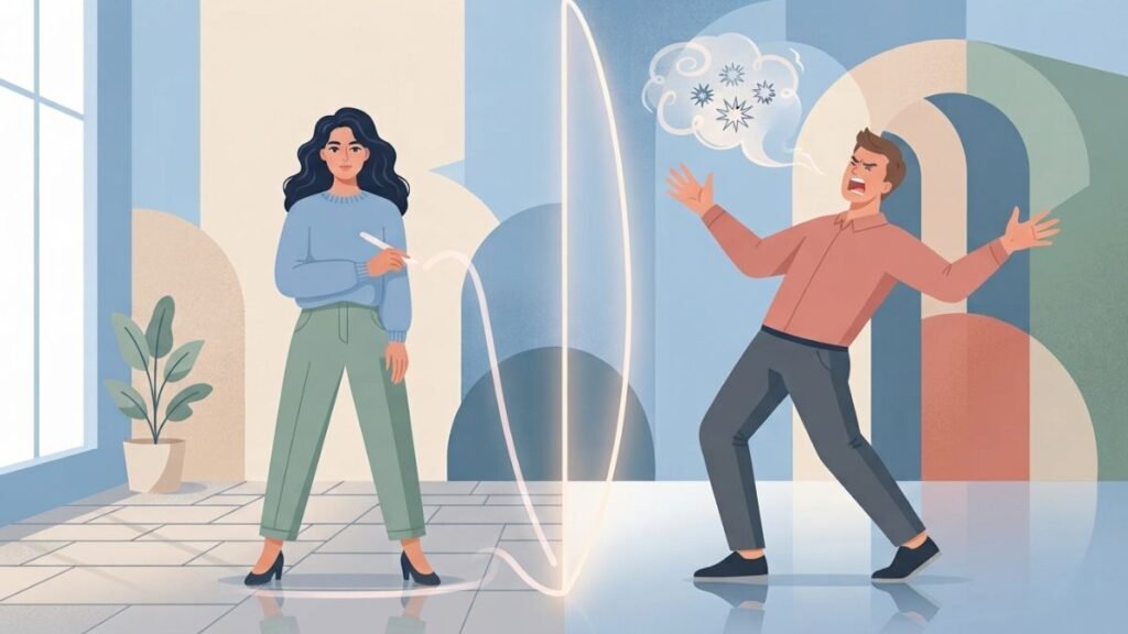 Angry reaction to healthy relationship boundaries illustration