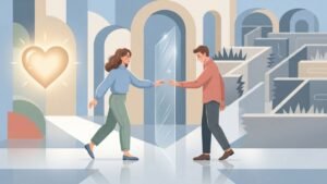 Avoidant attachment in relationships illustration showing emotional withdrawal when love gets serious