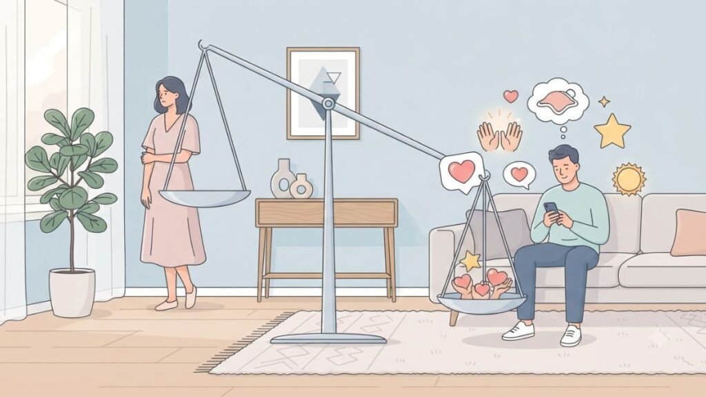 Emotional double standard in a relationship illustration