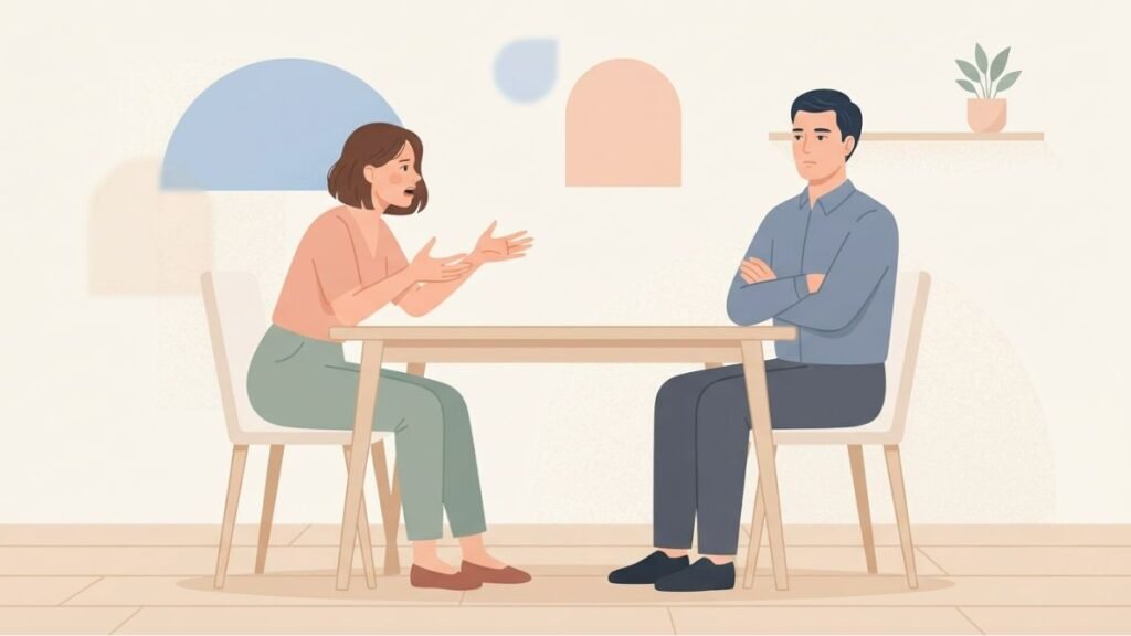 Emotional shutdown during difficult conversations illustration