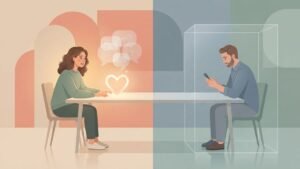 Emotionally unavailable partner illustration showing emotional distance in a relationship