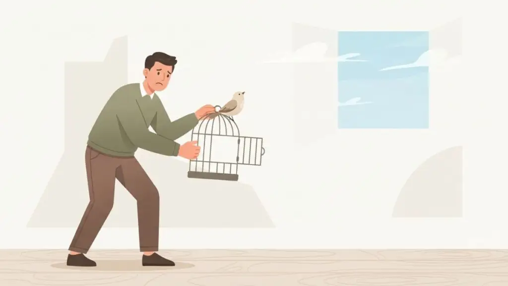 Fear of losing control and emotional dependency in relationships illustration