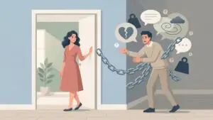 Guilt manipulation in relationships when asking for personal space illustration