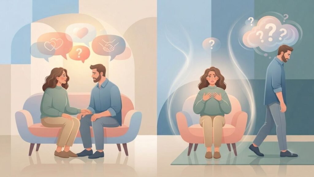 Intimacy withdrawal pattern after emotional closeness illustration