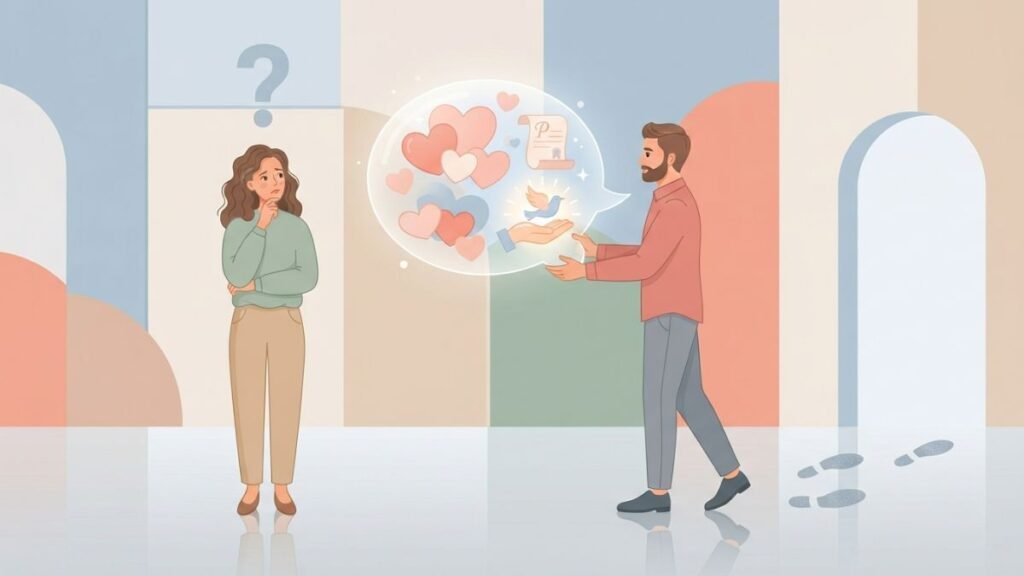 Words versus actions in relationships illustration