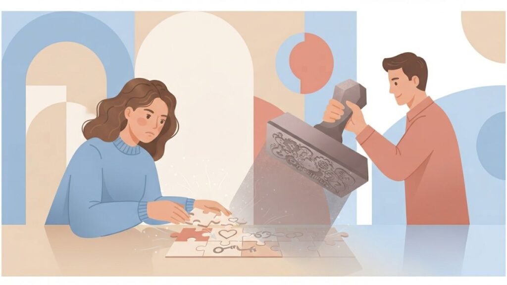 Overthinking accusation used to dismiss relationship concerns illustration