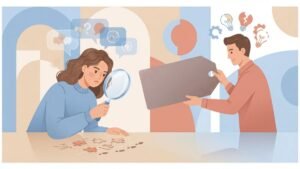 Overthinking in relationships illustration showing dismissal of valid concerns