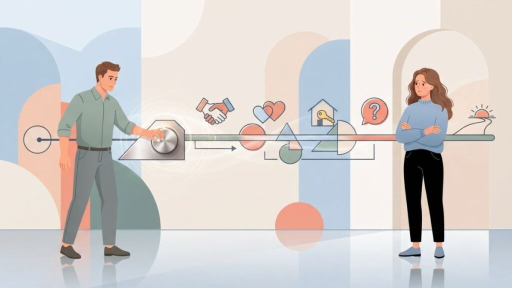Relationship pace control by one partner illustration