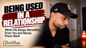 Woman realizing she is being used in a relationship by a man who benefits from everything she gives while giving little back
