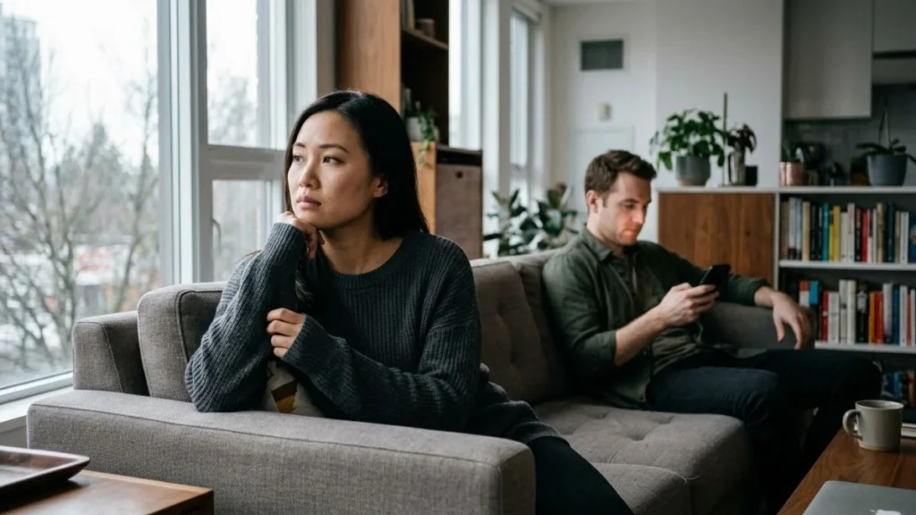 Woman experiencing repeated disrespect and emotional dismissal in a relationship
