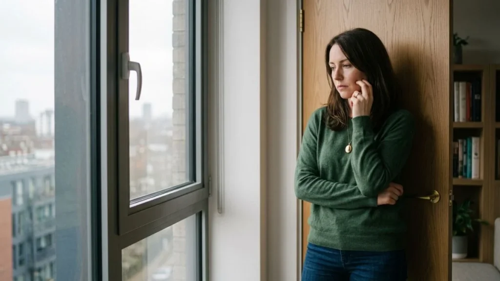 Emotionally guarded woman shaped by repeated relationship hurt