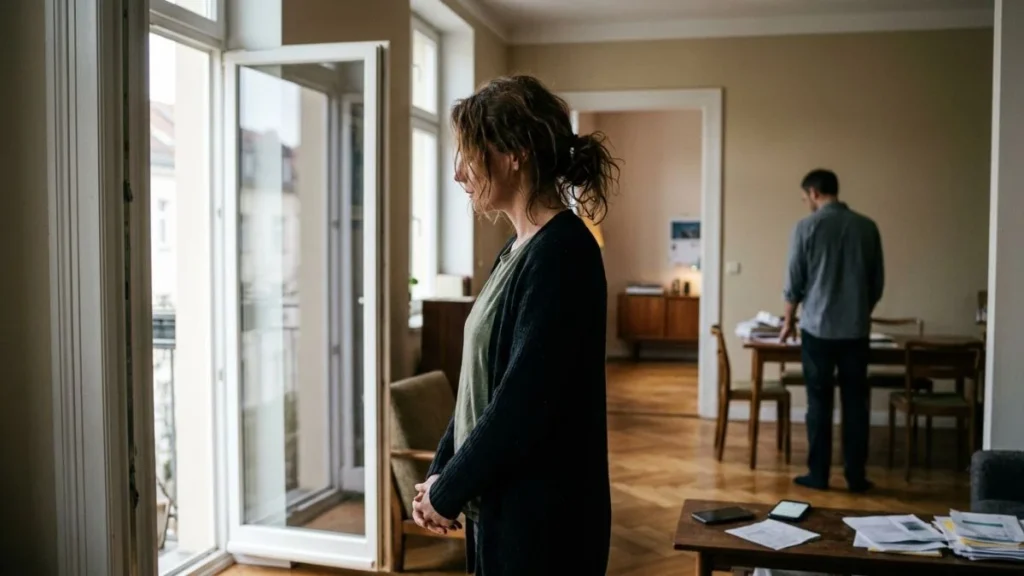 Woman taking space from a heated argument to protect her emotional boundaries