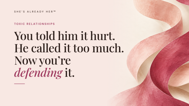 You told him it hurt. He called it too much. Now you’re defending it.