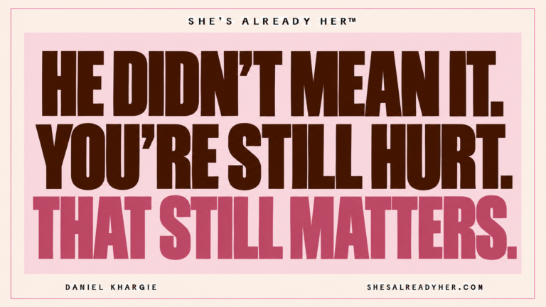 He didn’t mean it. You’re still hurt. That still matters. Intent vs impact — established cream and pink Article 41 cover style.