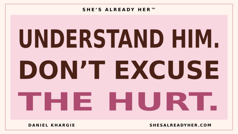 Emotional flooding in relationships: Understand him. Don’t excuse the hurt. Cream-and-pink cover by Daniel Khargie.